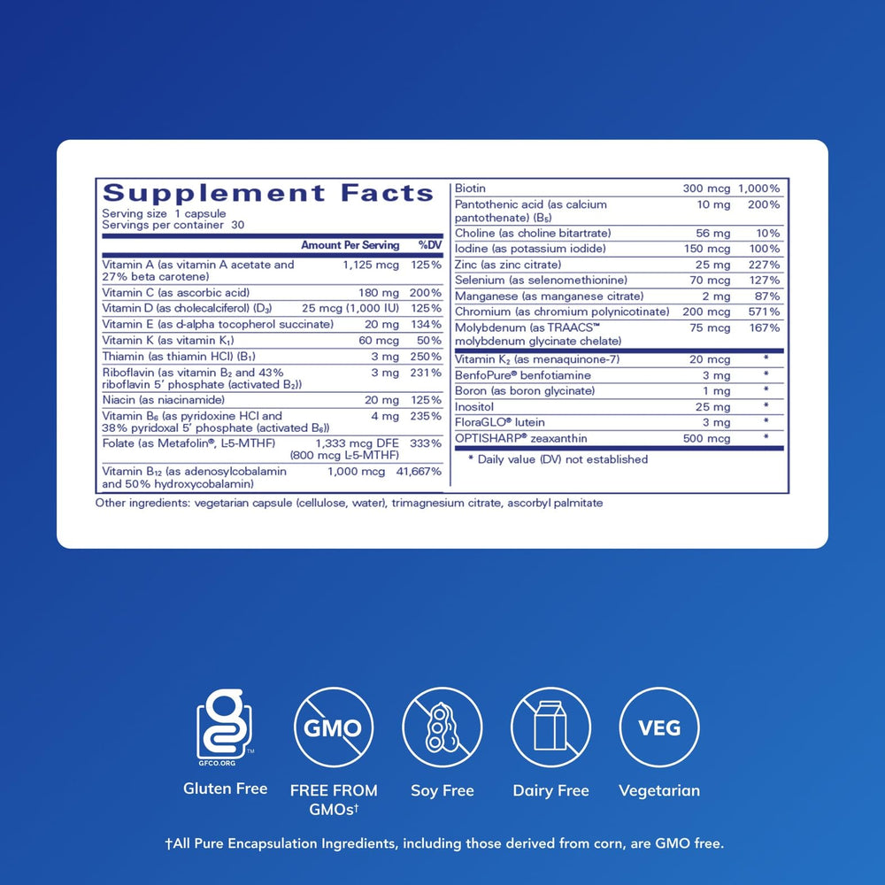 Close up of PureGenomics Multivitamin bottle