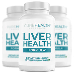 PureHealth Research Liver Health Detox & Cleanse supplement bottle with artichoke extract, milk thistle, and dandelion – 180 capsules