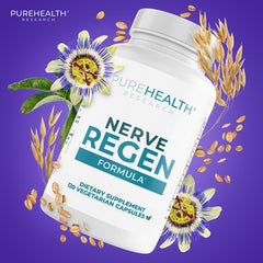 Close-up of Nerve Regen Formula bottle label with ingredients