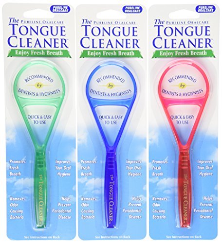 Pureline 3 Tongue Cleaners Scrapers in assorted colors - set of 3
