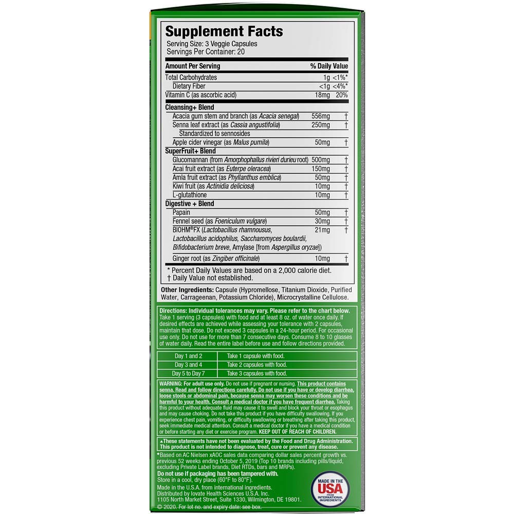 Purely Inspired Detox Cleanse digestive enzymes closeup showing papain and BioHMx.