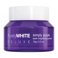 PurelyWHITE DELUXE Simply Purple Brightening Powder jar on a white background