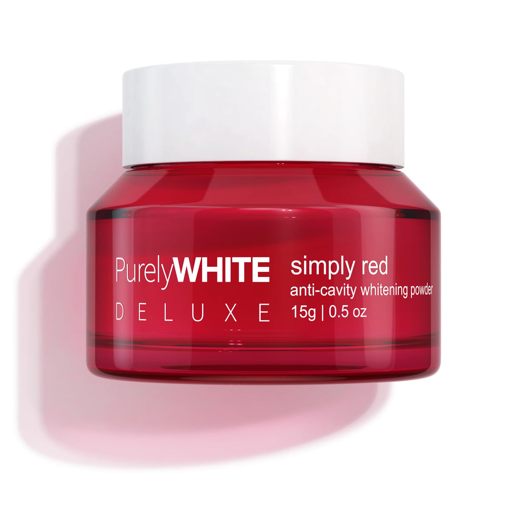 PurelyWHITE DELUXE Anti-Cavity Whitening Powder tub and scoop