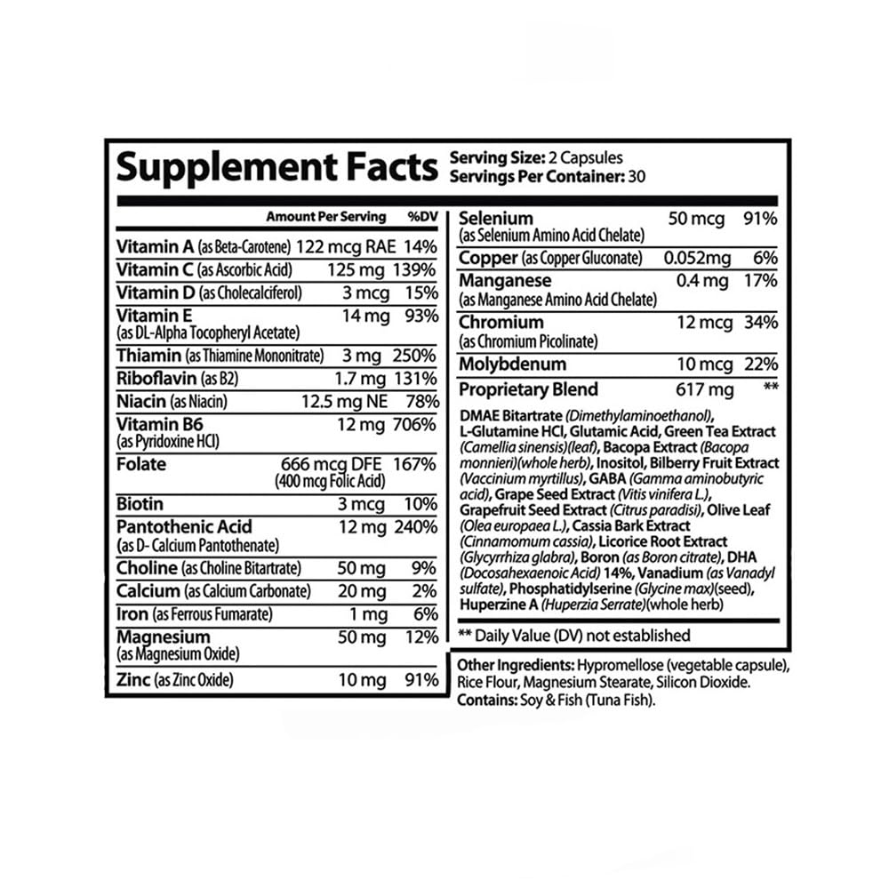Close-up of Cognifen ingredients highlighting Bacopa monnieri, Huperzine A, Phosphatidylserine and Choline