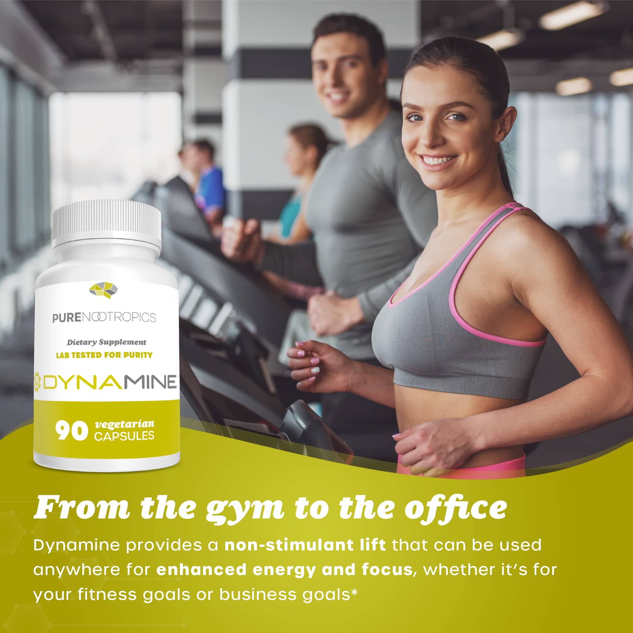 Pure Nootropics Dynamine capsules in hand for quick energy