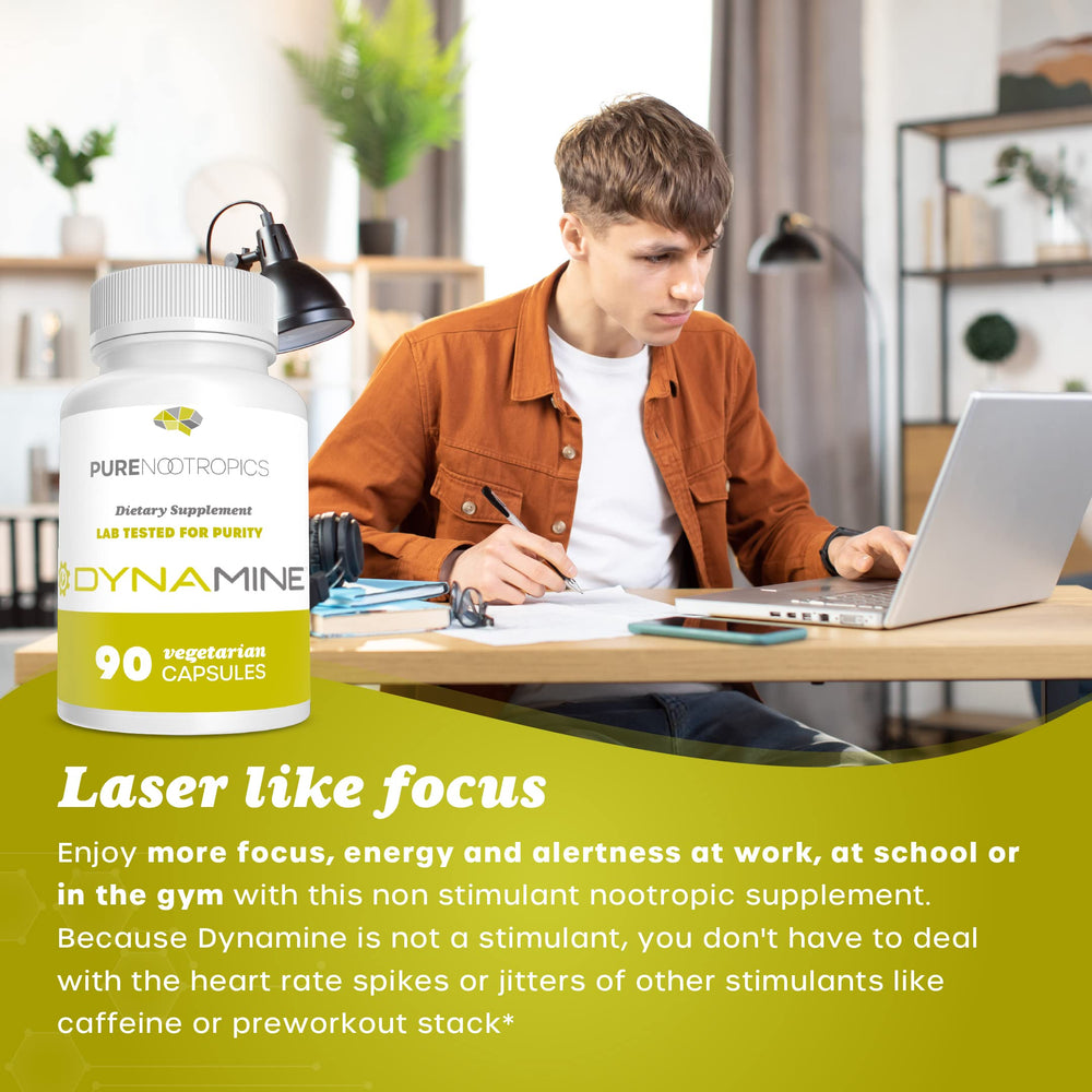 Pure Nootropics Dynamine label detail highlights purity and dosage