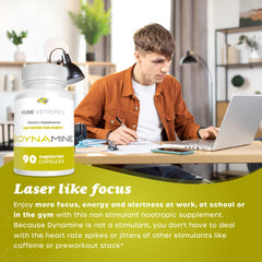 Pure Nootropics Dynamine label detail highlights purity and dosage