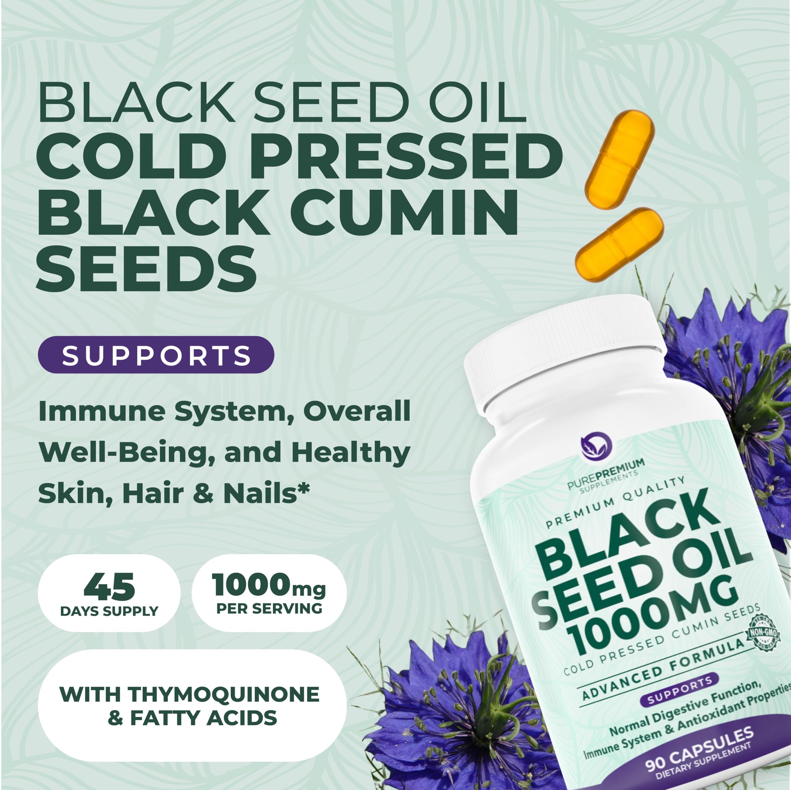 Shelf-ready PurePremium Black Seed Oil 500mg capsules