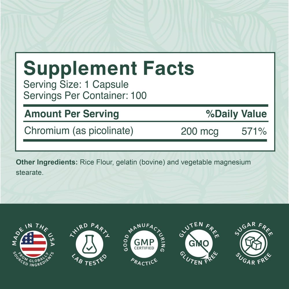 USA-formulated PurePremium Chromium Picolinate ingredients