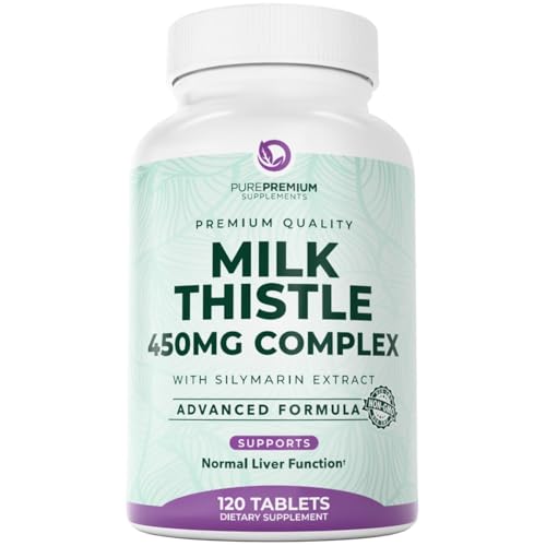 Bottle of PurePremium Milk Thistle 450mg with 80% silymarin for liver support