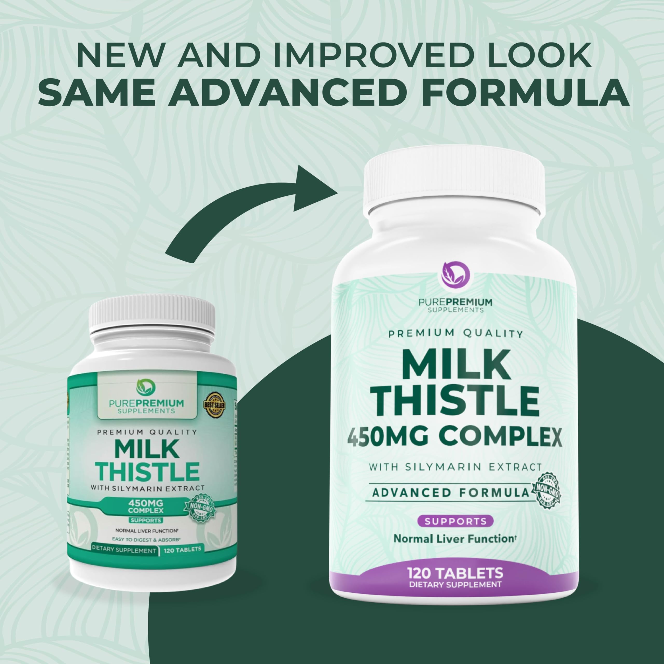 Vegan, gluten-free milk thistle supplement capsules on white background