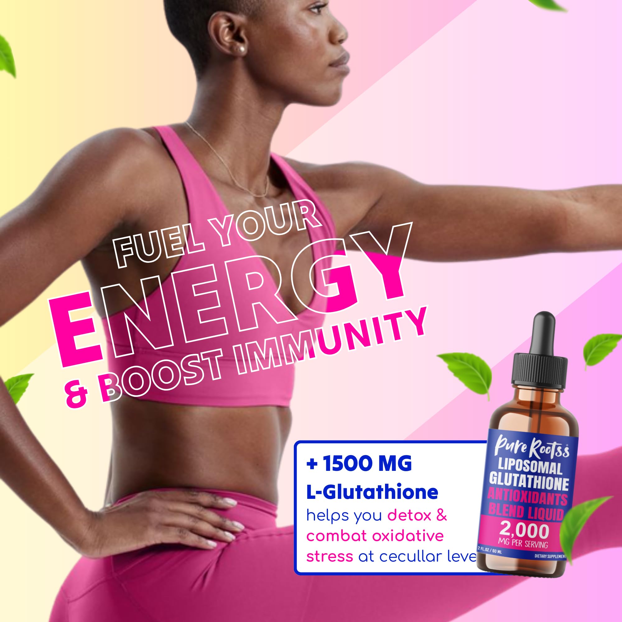 Back label of PureRootss Liposomal Glutathione Pack 2 bottles.