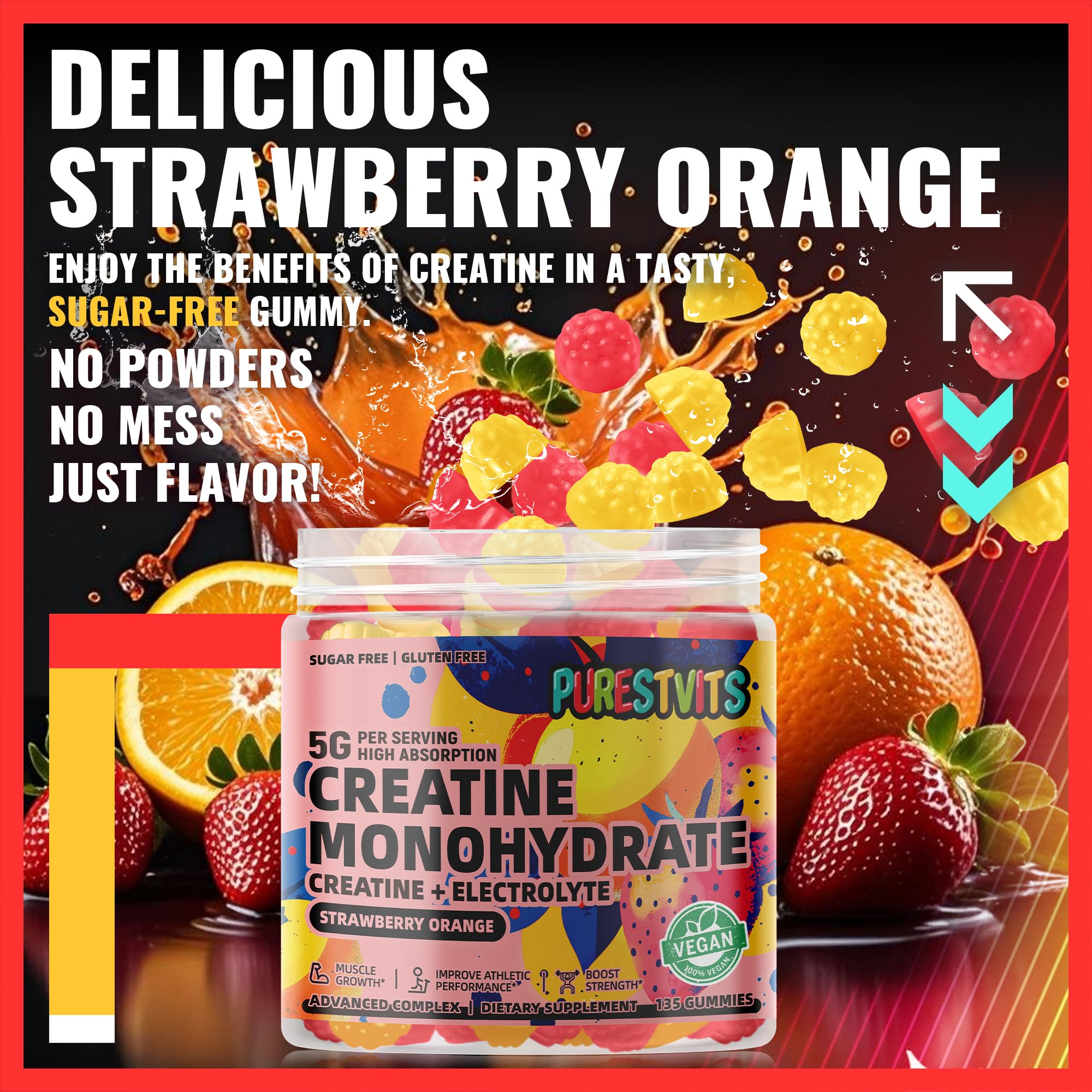 Nutrition facts panel for Creatine Monohydrate Gummies