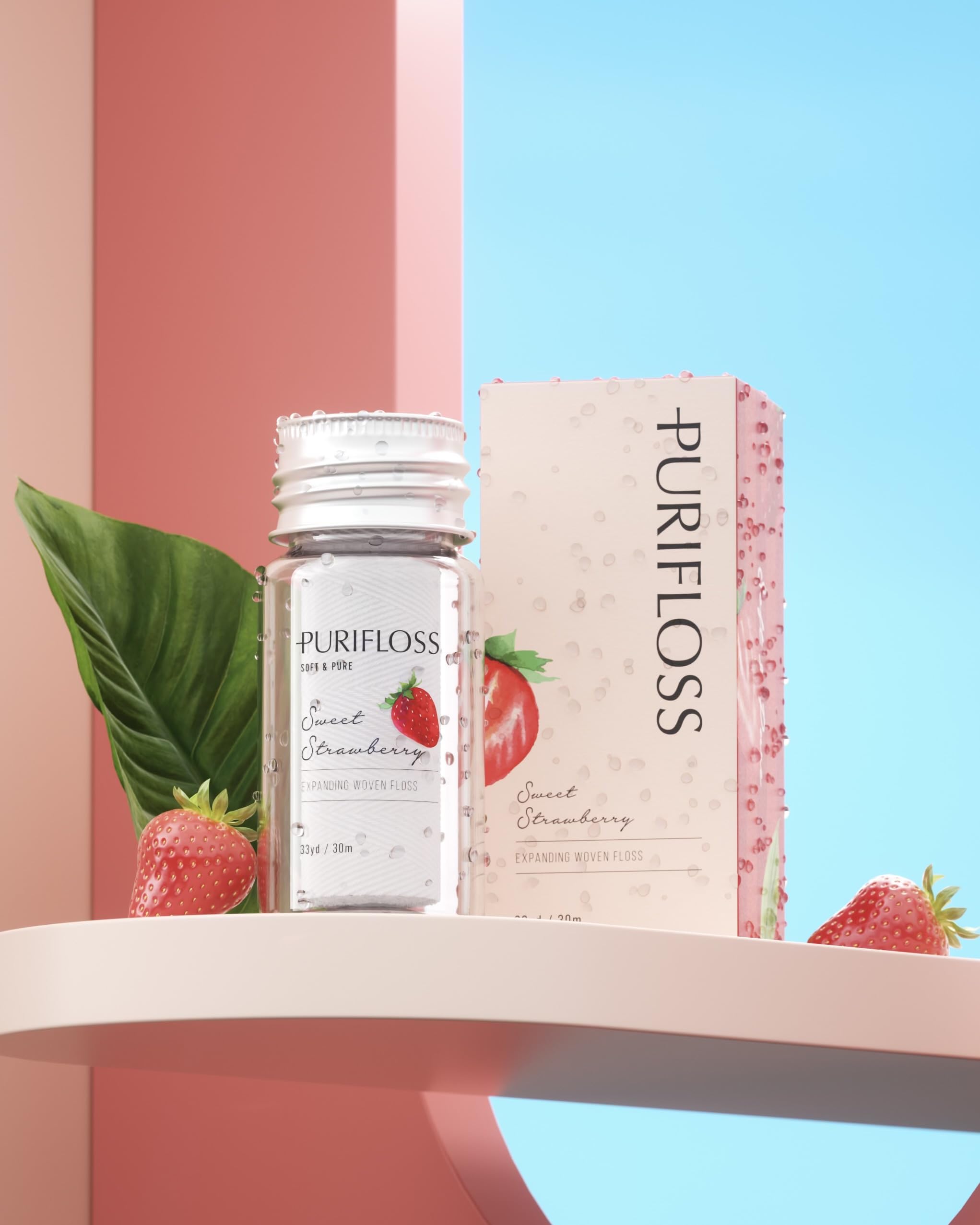 PURIFLOSS Sweet Strawberry scented dental floss