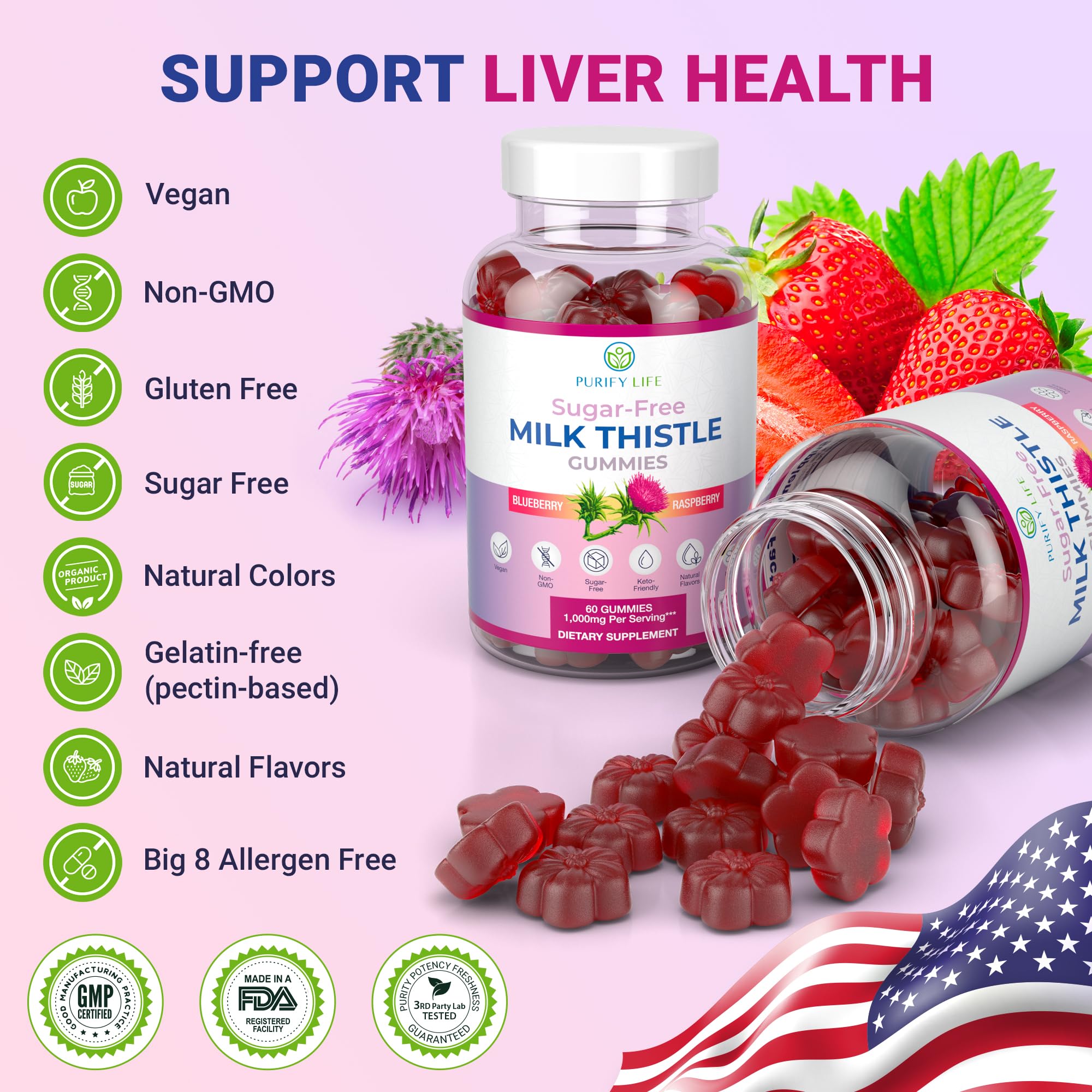Nutrition label showing 100 mg 10:1 milk thistle extract per serving
