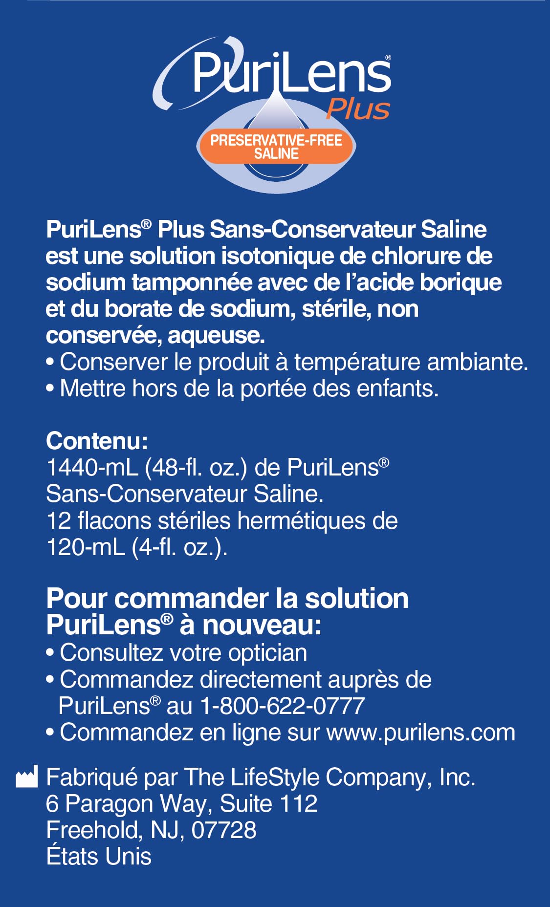 Purilens Plus packaging and branding for saline solution