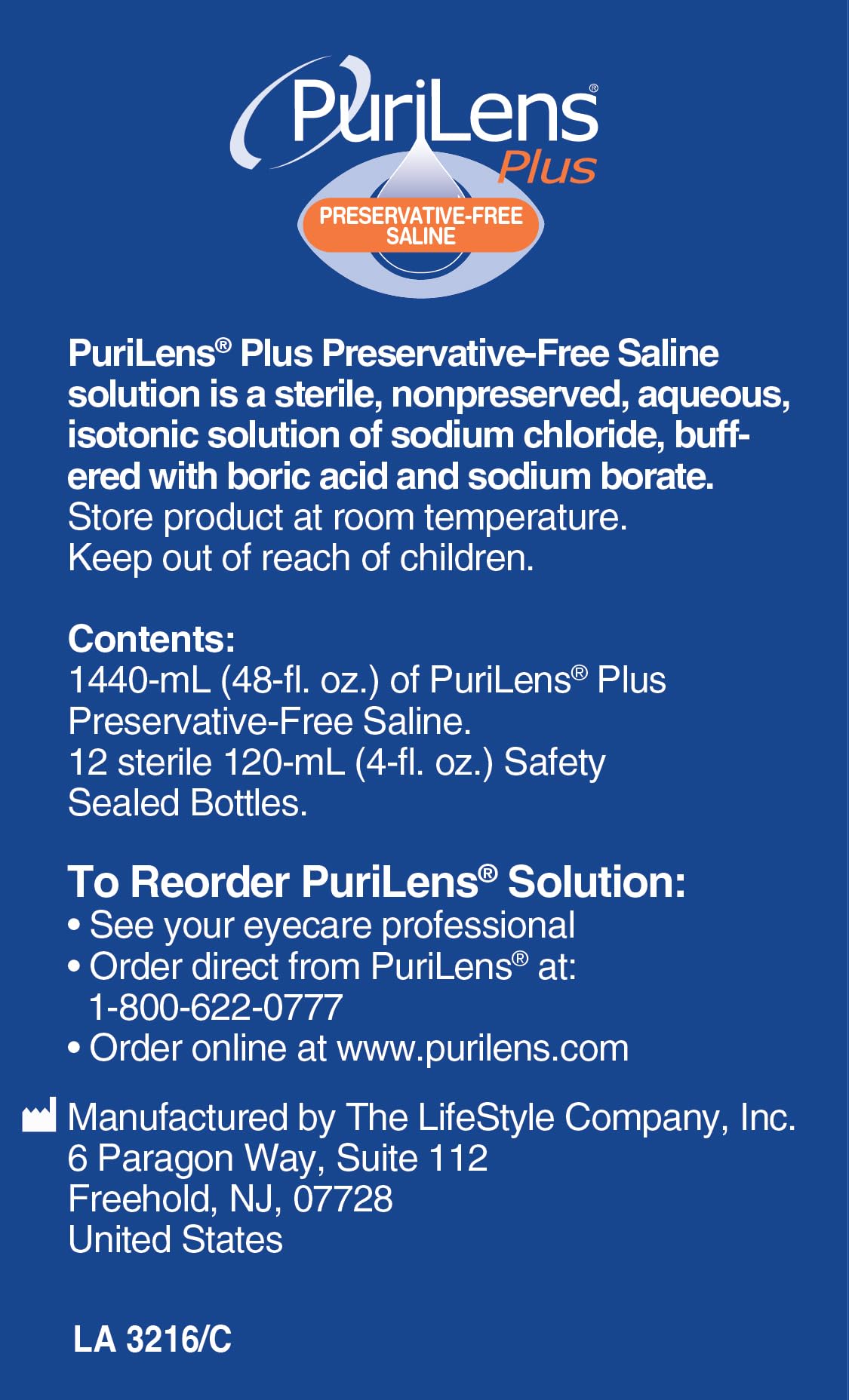 Individual Purilens Plus 120 ml bottle on white background
