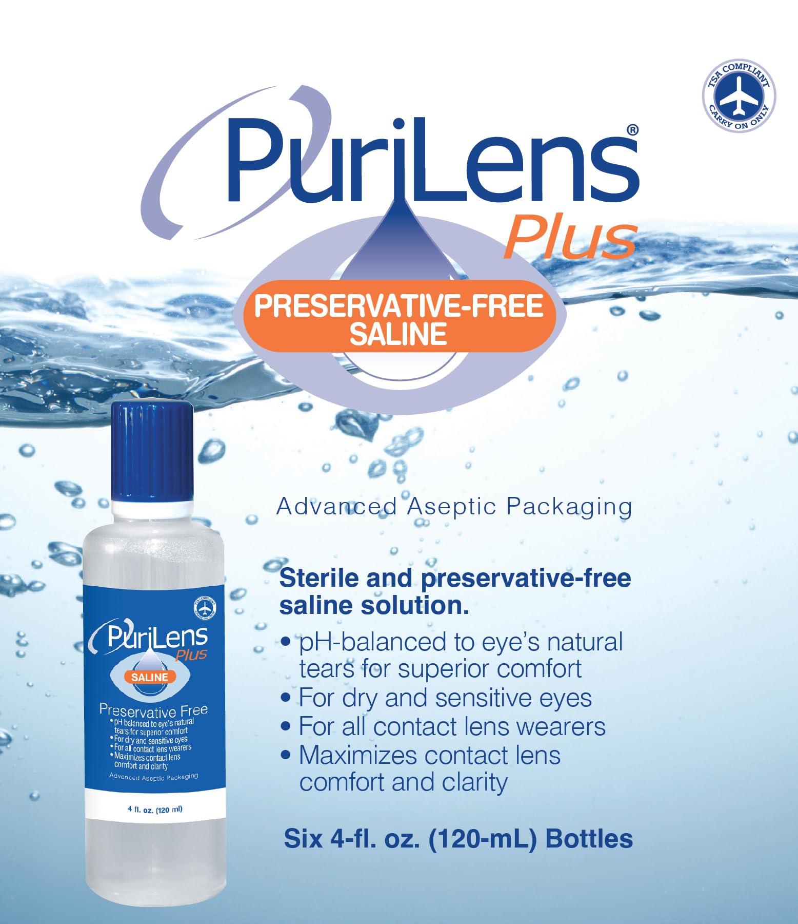 Purilens Plus preservative-free saline bottle 120ml – image 2