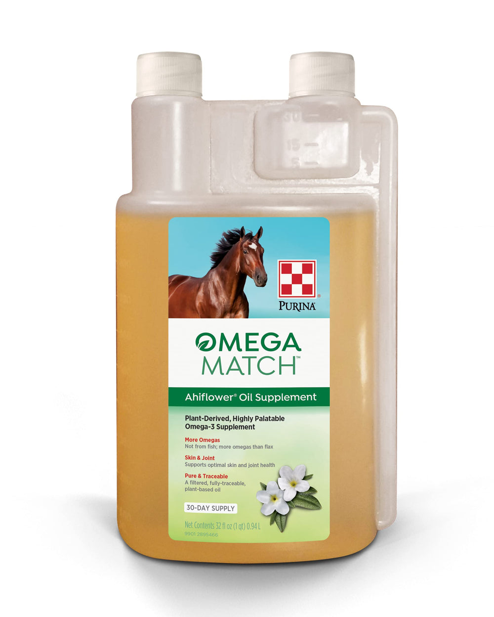 Purina Omega Match Ahiflower Oil Horse Supplement 32 oz Bottle