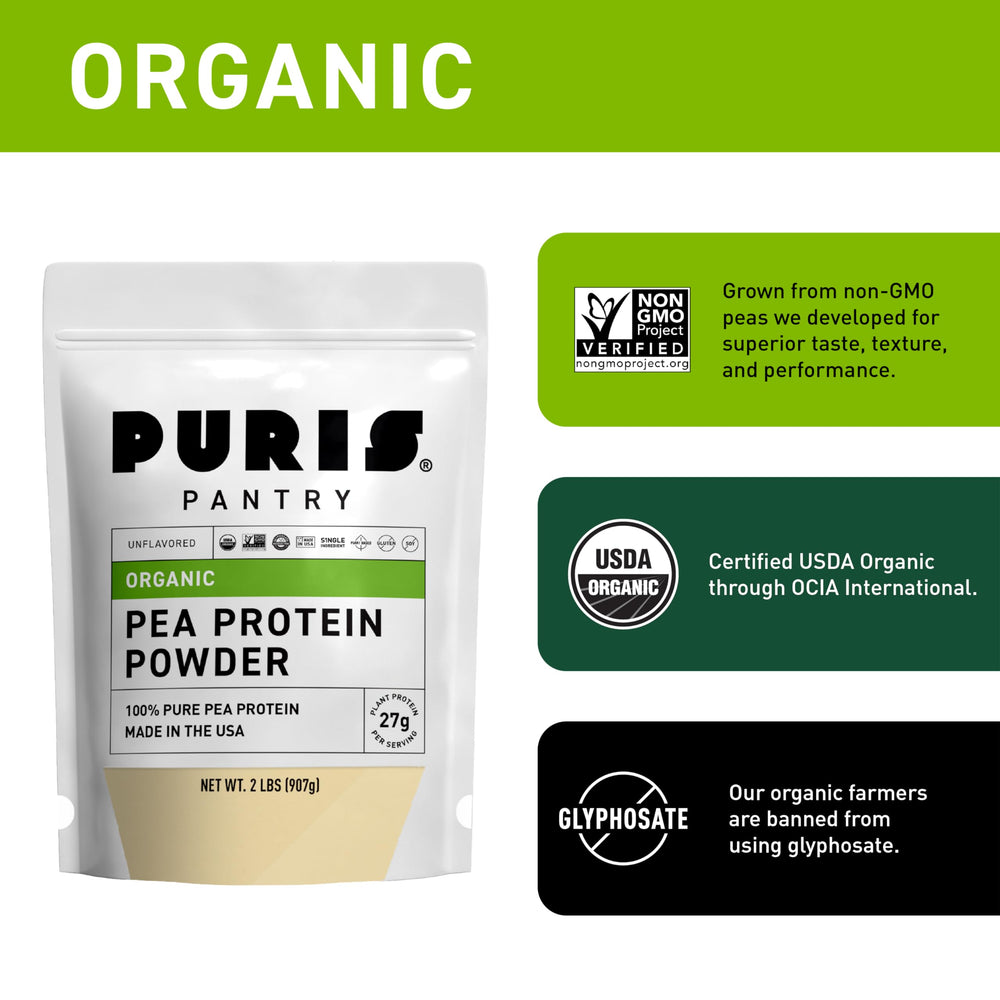 PURIS Clean Label protein emphasizing non-GMO and allergen-friendly attributes.