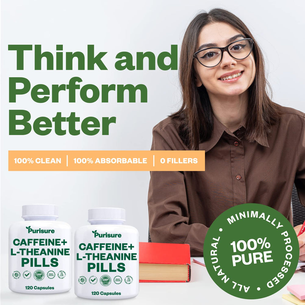 Pour shot of Purisure caffeine-theanine capsules demonstrates easy preworkout dosing.