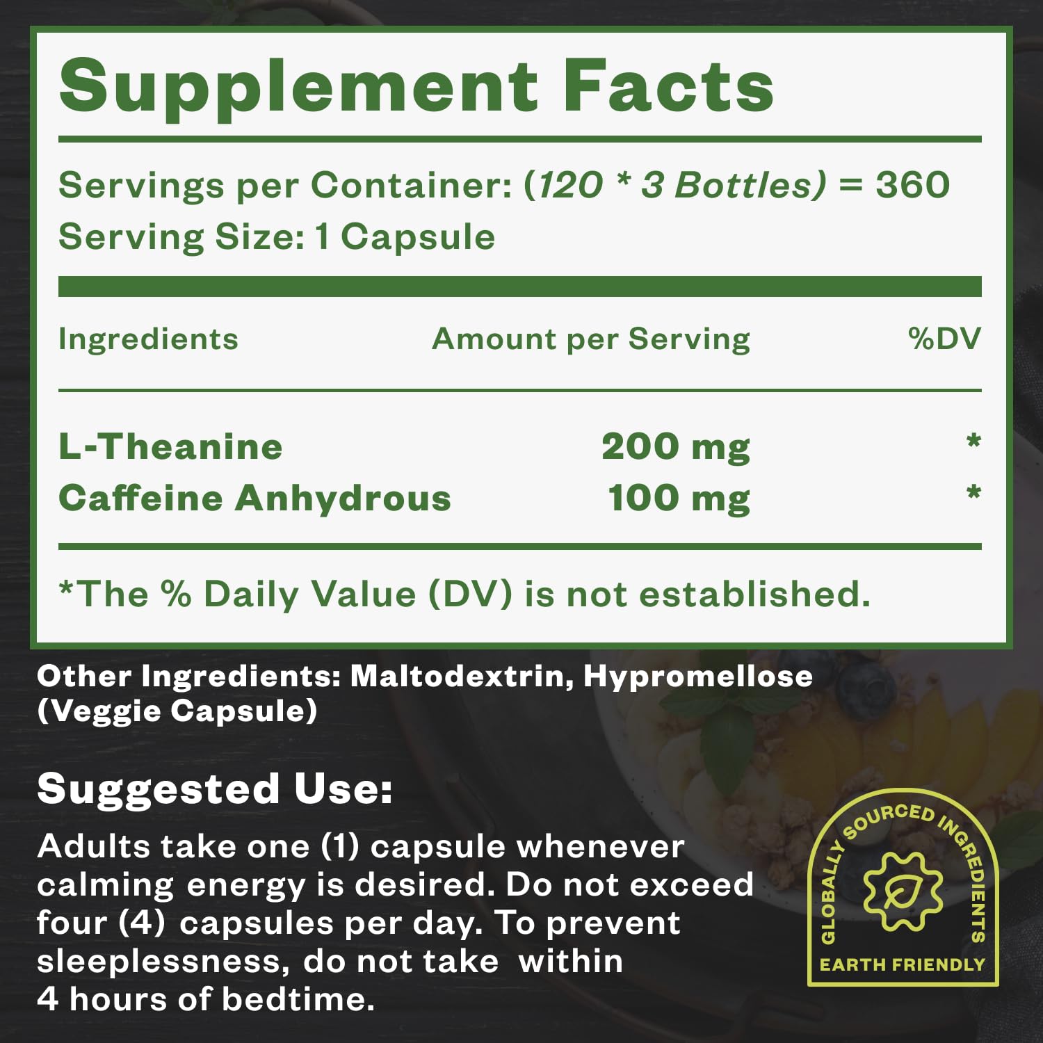 Purisure caffeine-theanine daily-use quick energy for on-the-go tasks and workouts