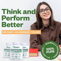 Purisure caffeine-theanine pills energy-boost for steady focus during tasks
