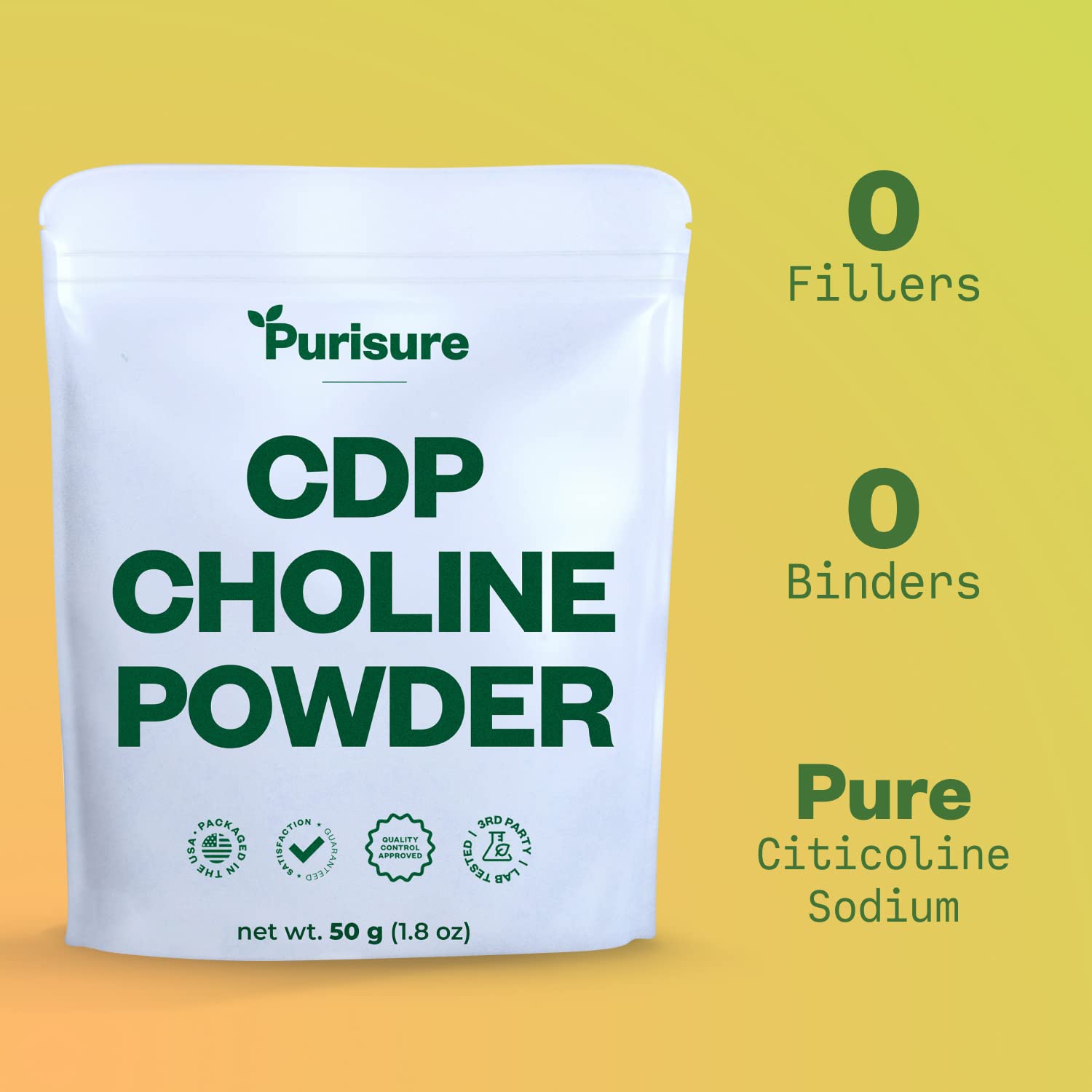 Purisure CDP Choline Powder 50g back label