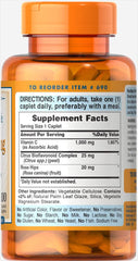 Puritan's Pride Vitamin C 1000 mg with Rose Hips label