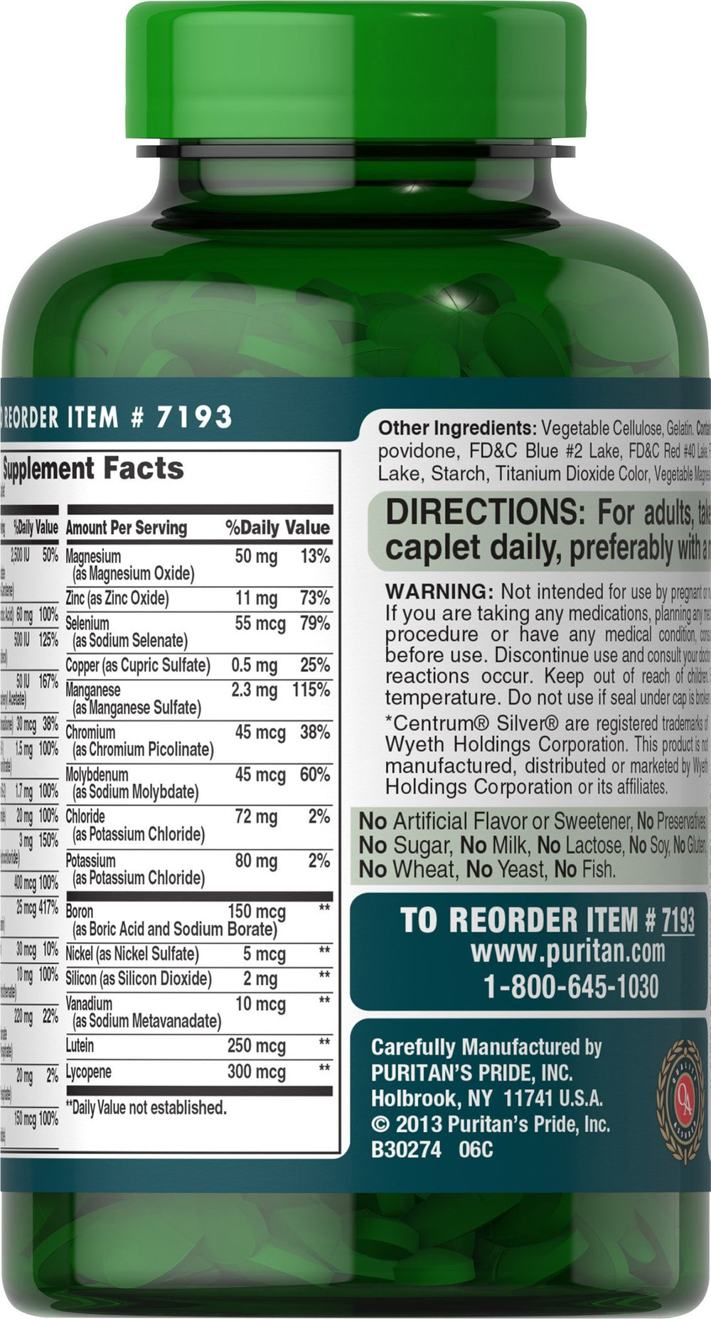 Close-up of Puritan's Pride ABC Plus Senior Multivitamin label showing 'Senior Multivitamin'