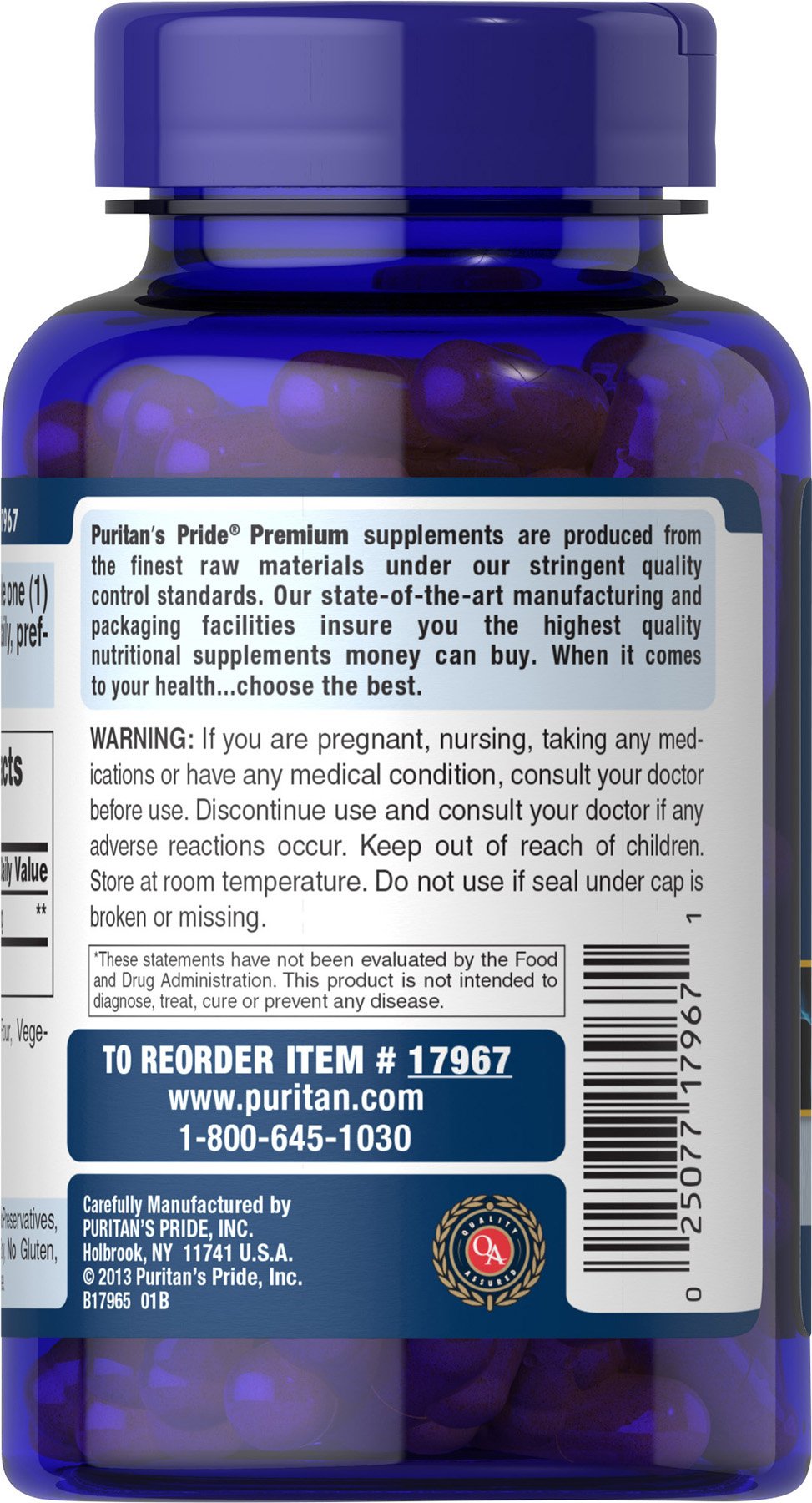 Packaging and bottle display of Puritan's Pride Alpha Lipoic Acid 600 mg