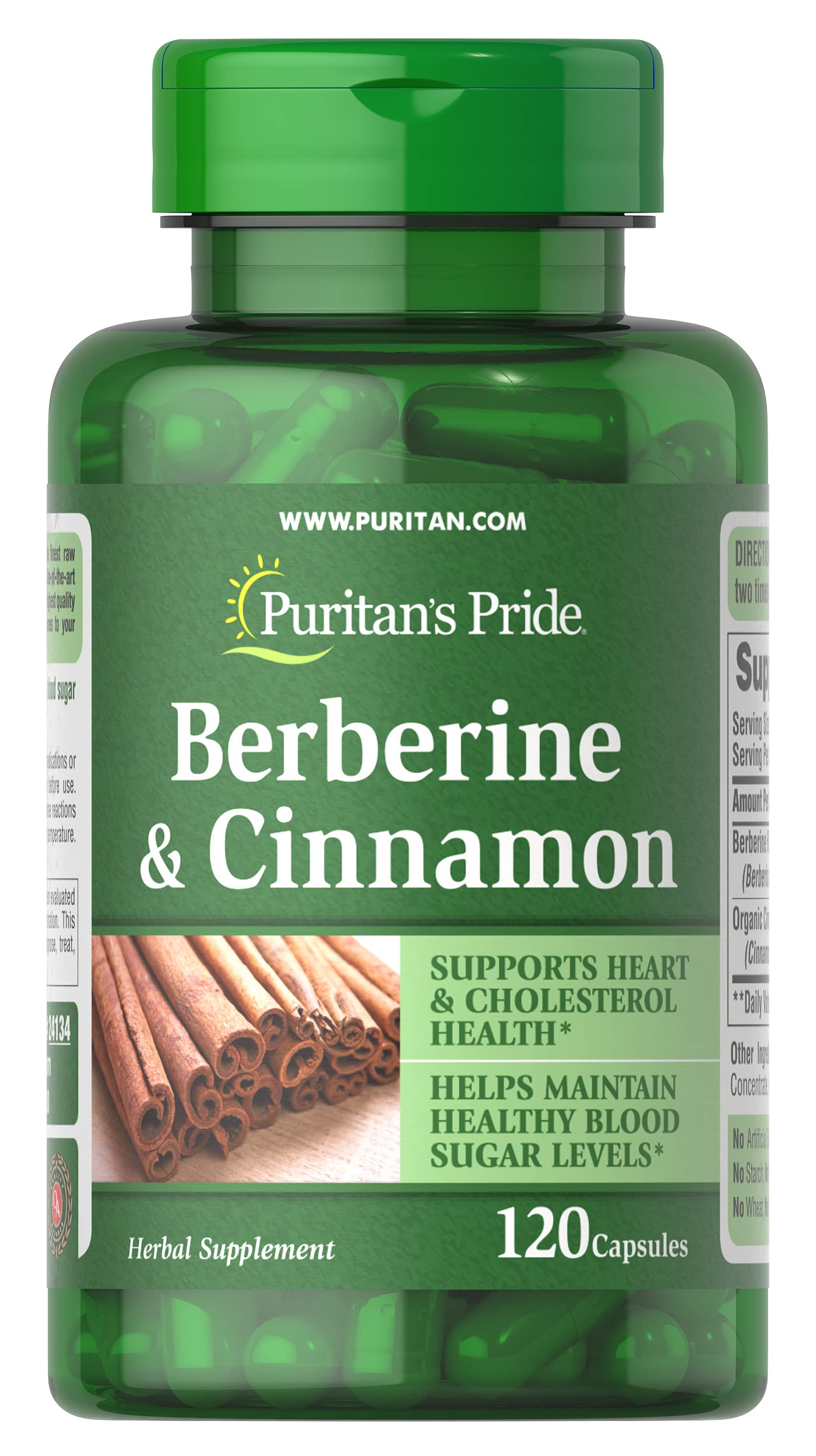 Puritan's Pride Berberine and Cinnamon bottle