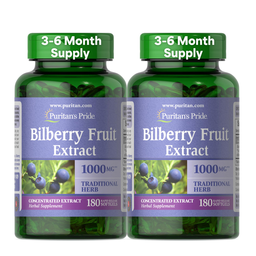 Puritan's Pride Bilberry 4:1 extract softgels bottle – 2-pack