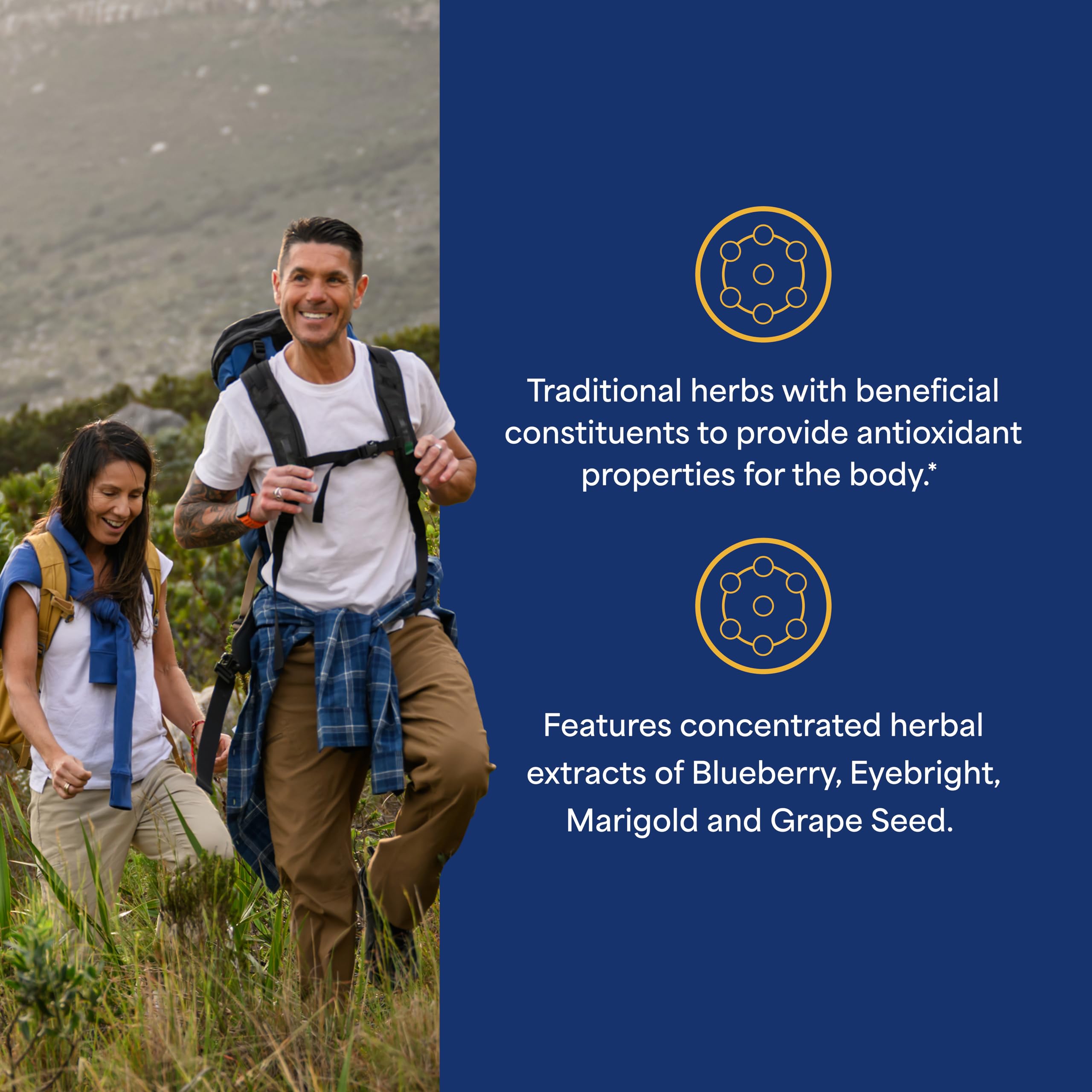Close-up of Puritan's Pride Blueberry Eyebright Complex caplets