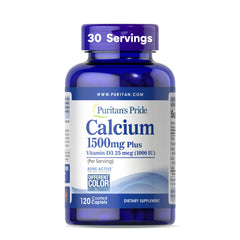 Puritan's Pride Calcium 1500 mg + Vitamin D3 label