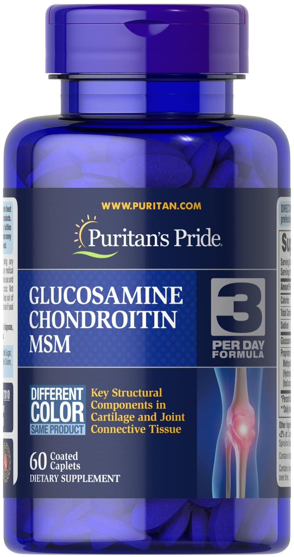 Puritan's Pride Double Strength Glucosamine Chondroitin MSM Joint Soother bottle 60 caps