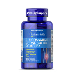 Puritan's Pride Glucosamine Chondroitin Complex bottle with 120 rapid-release capsules