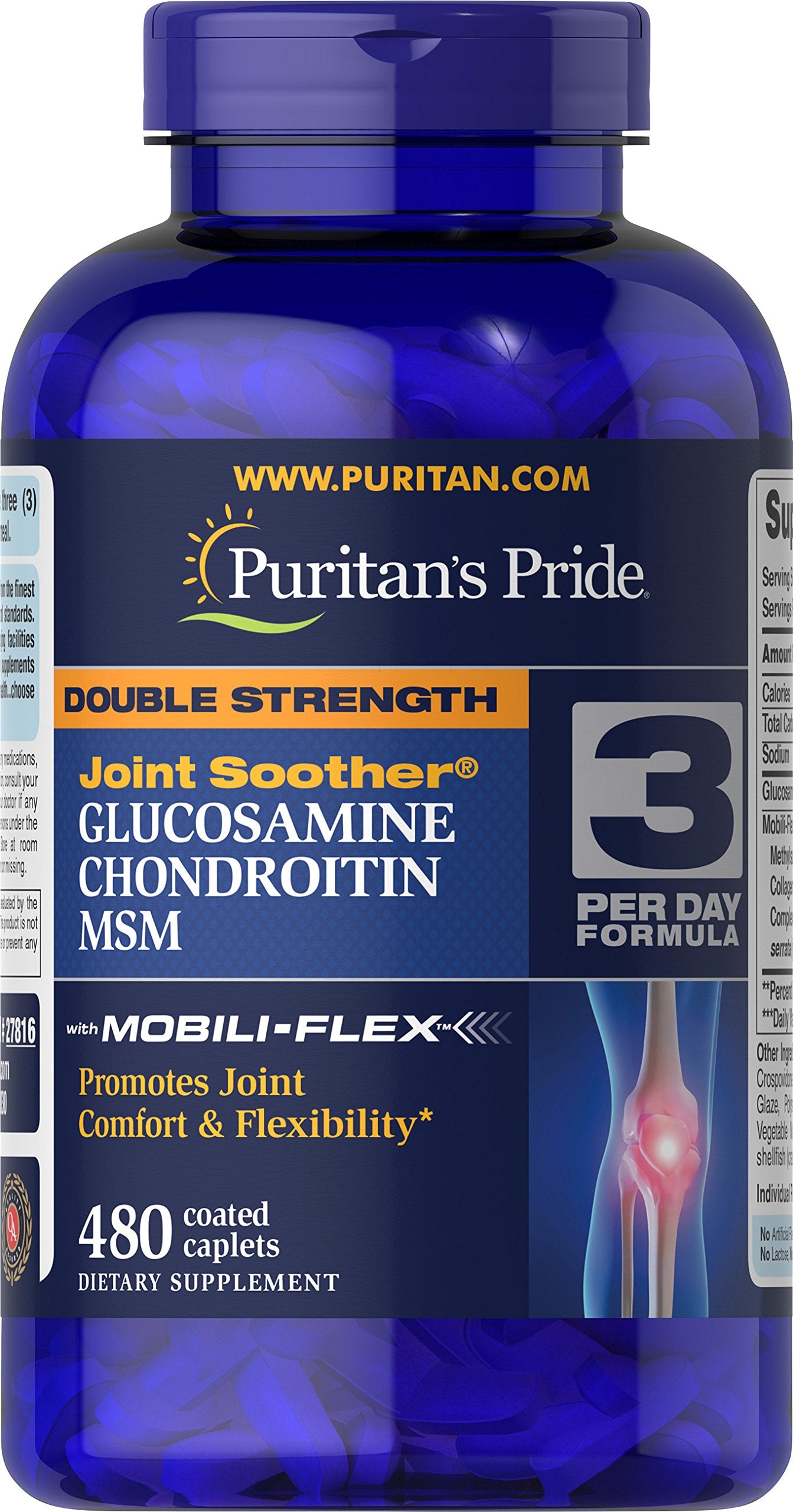 Puritan's Pride Glucosamine, Chondroitin & MSM Capsules bottle front view