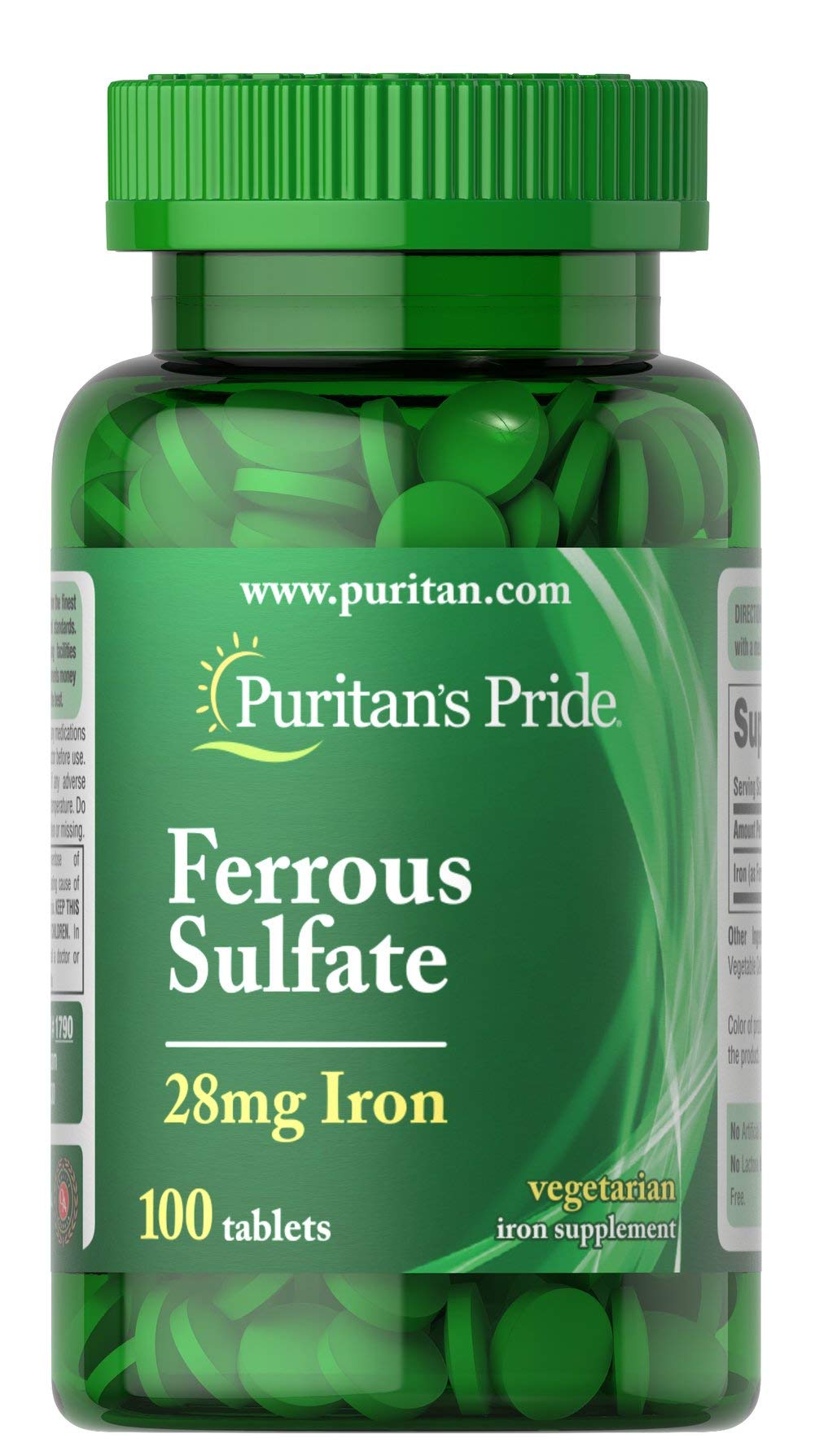Puritan's Pride Iron Ferrous Sulfate 28 mg - 100 tablets