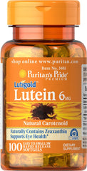Puritans Pride Lutein 6 mg with Zeaxanthin Softgels 100 Count - Eye Health