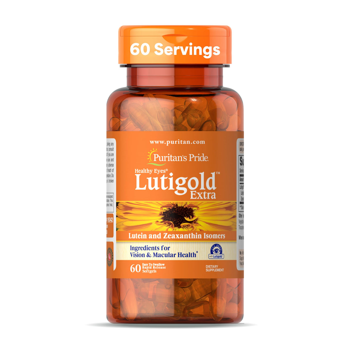 Puritan's Pride Lutigold Extra Lutein bottle with 60 softgels