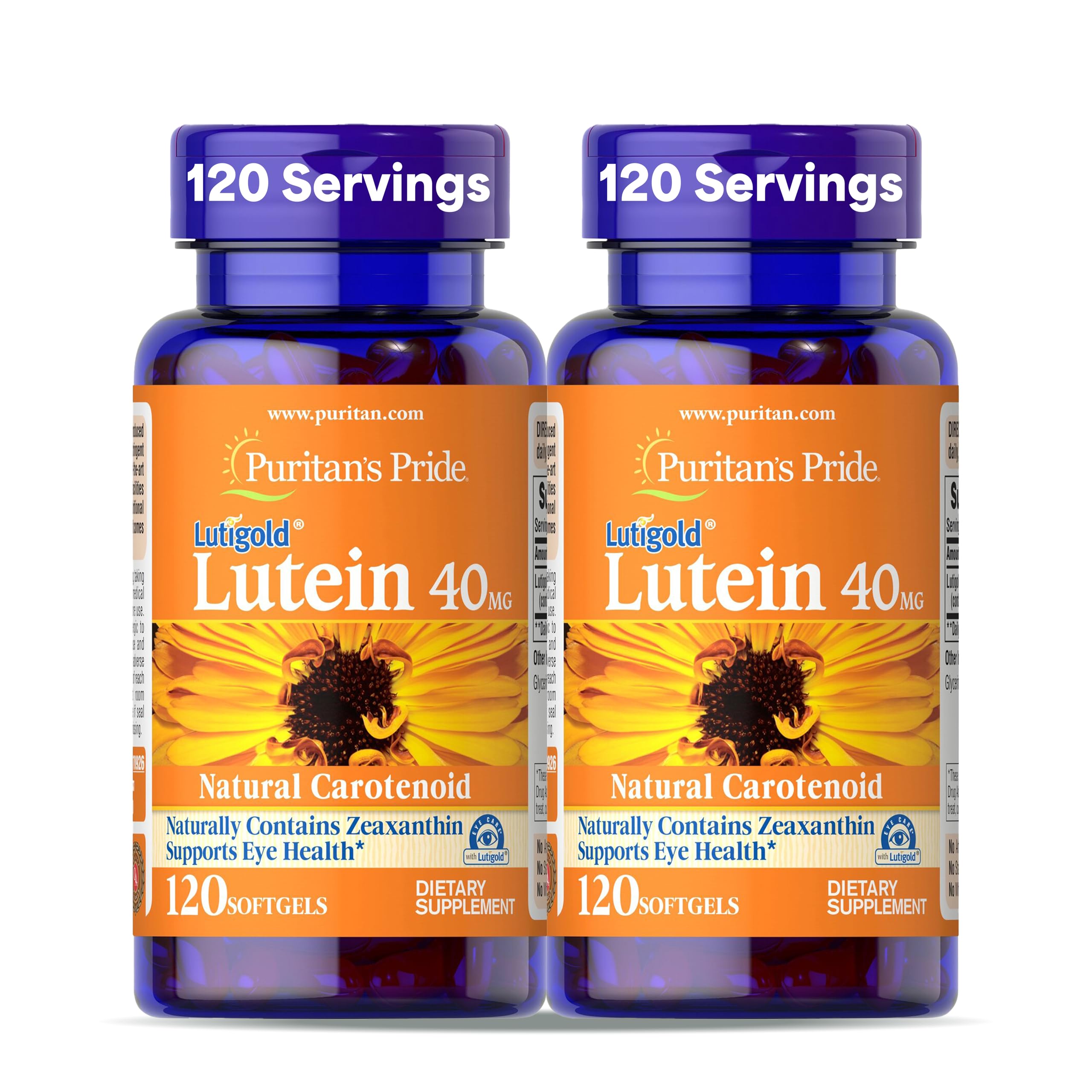 Puritan's Pride Lutigold Lutein 40 mg with Zeaxanthin 2-pack front