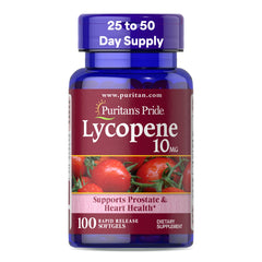 Puritan's Pride Lycopene 10mg bottle with 100 rapid-release softgels