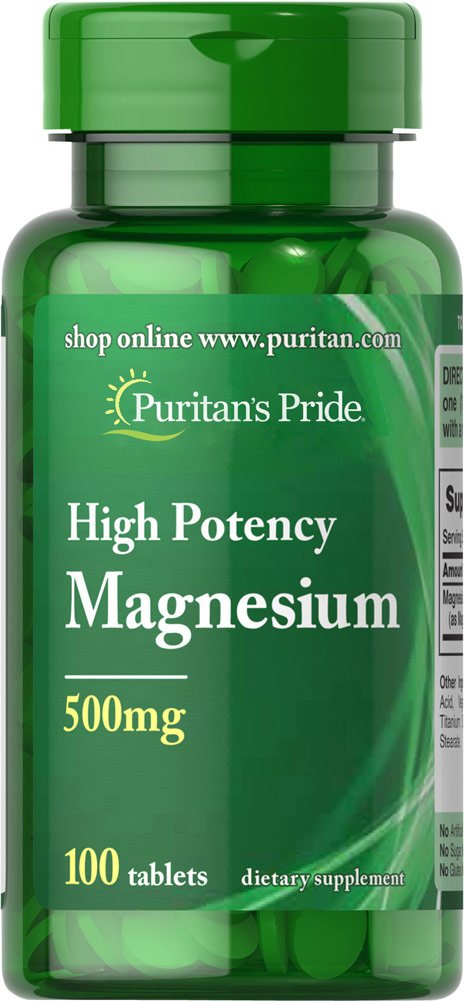 Puritan's Pride Magnesium 500 mg bottle, 100 count