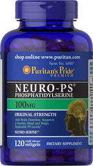 Puritan's Pride Neuro-PS 100 mg softgels bottle label close-up