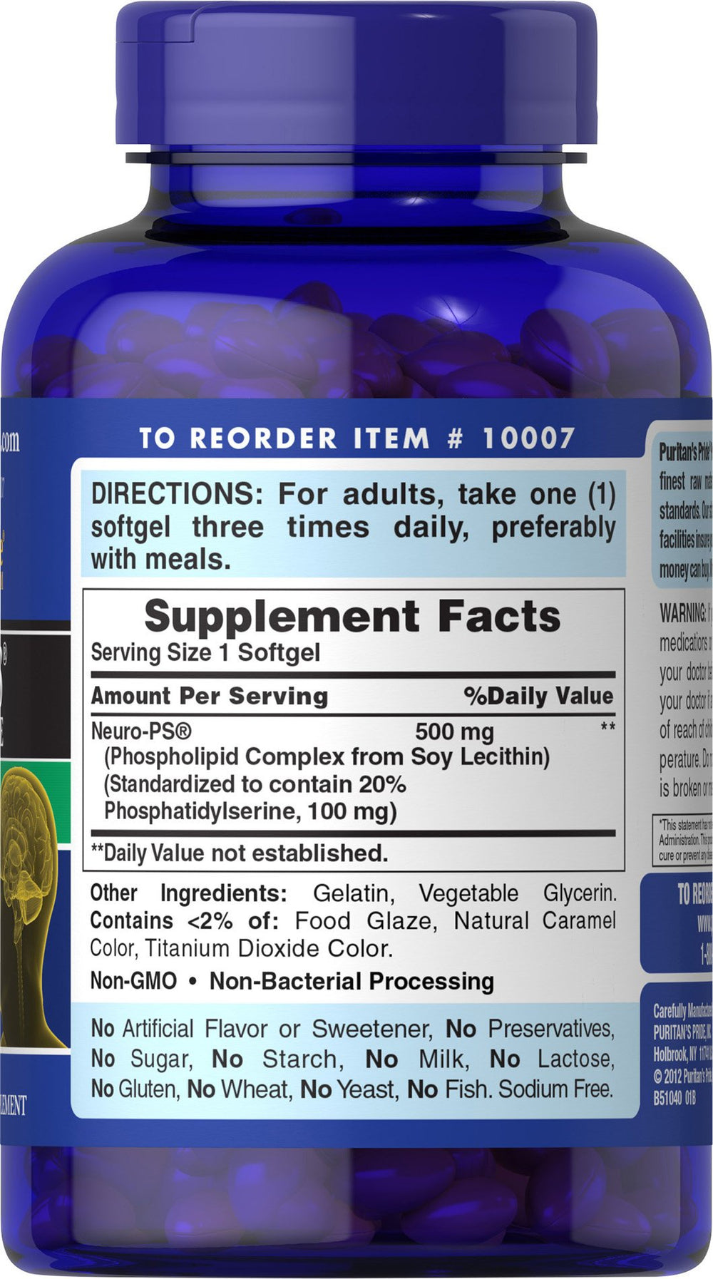 Bottle side showing 120 softgels count