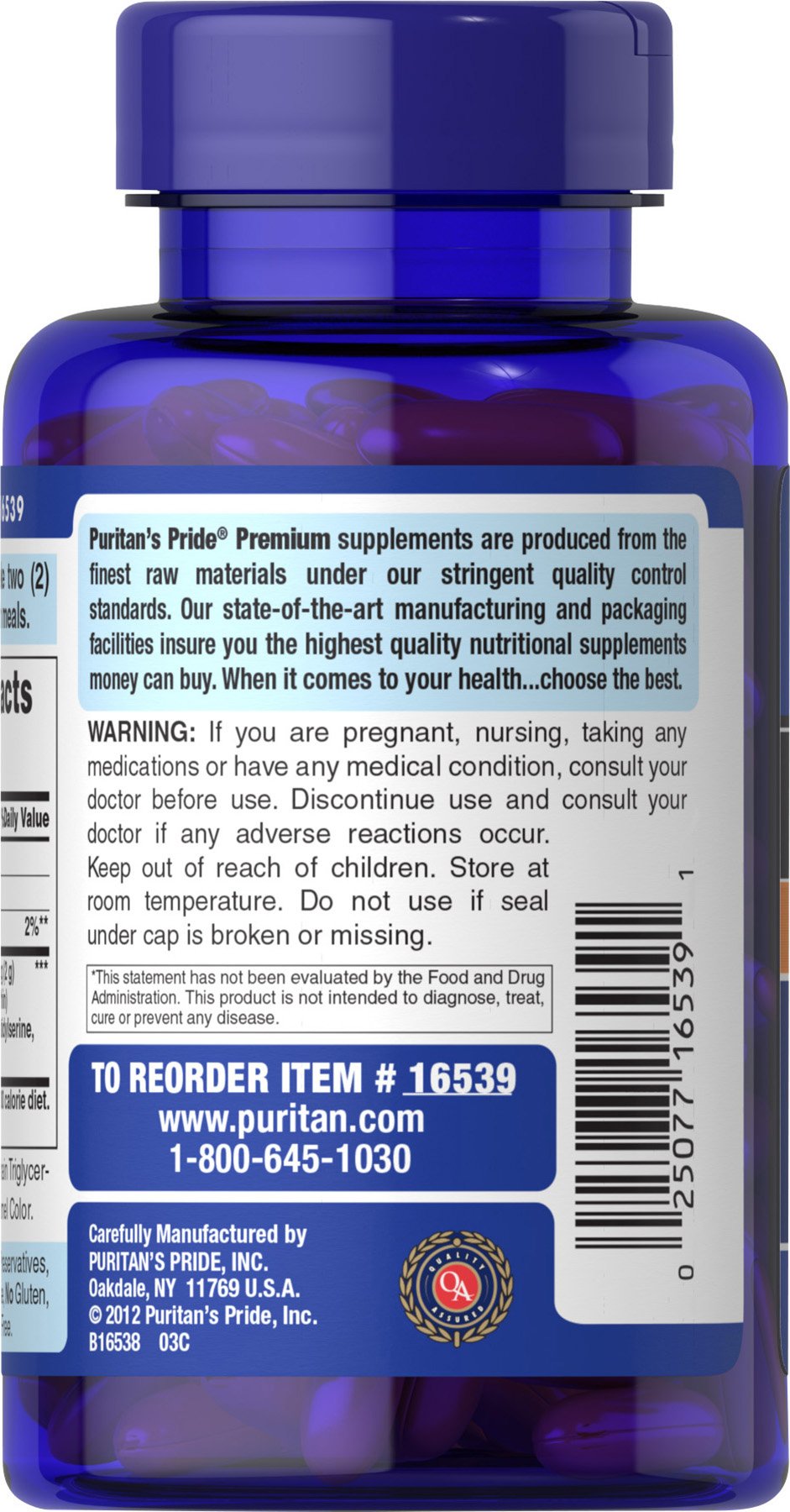 Top view of Puritan's Pride Neuro-PS bottle