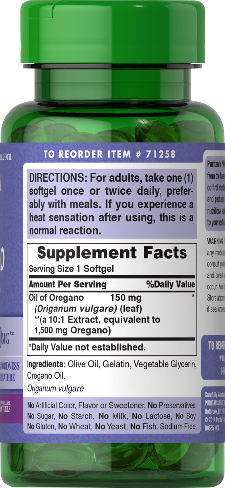 Front label showing 150 mg per softgel and 180 softgels