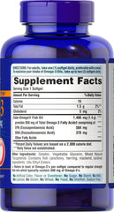 Puritan's Pride Omega-3 Fish Oil 1360 mg Softgels label close-up