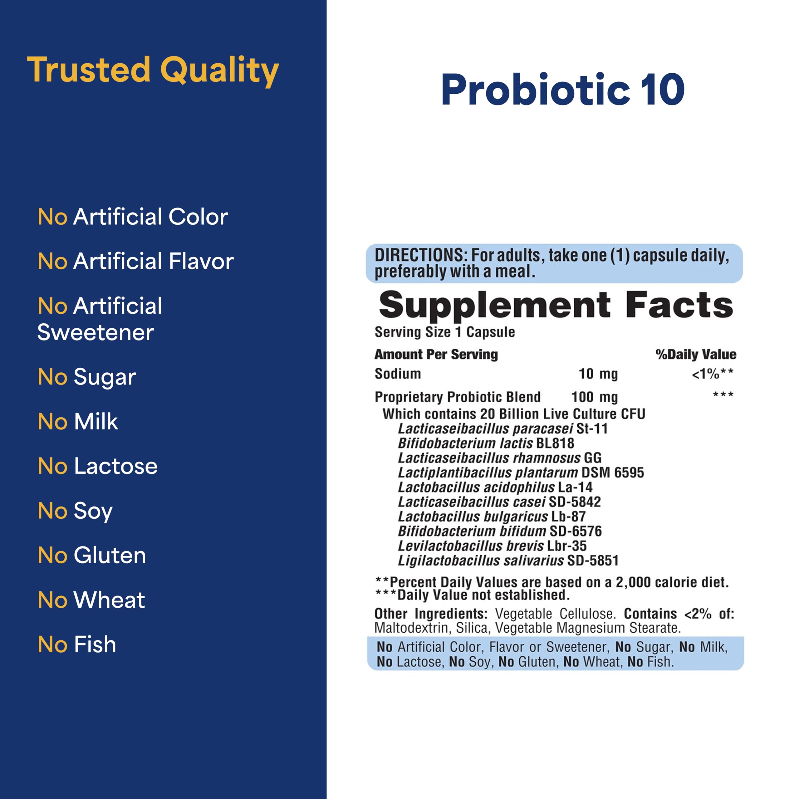 Bottle with four-month supply indicator for Probiotic 10